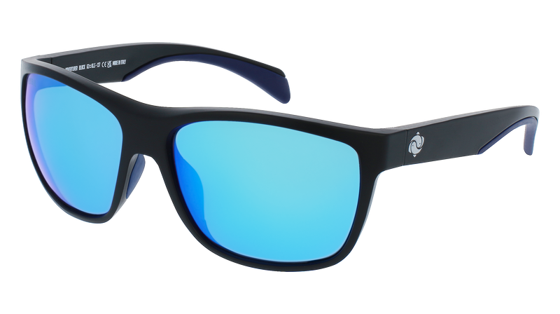 Wraparound Black Sunglasses with Blue Polarised Sunglasses