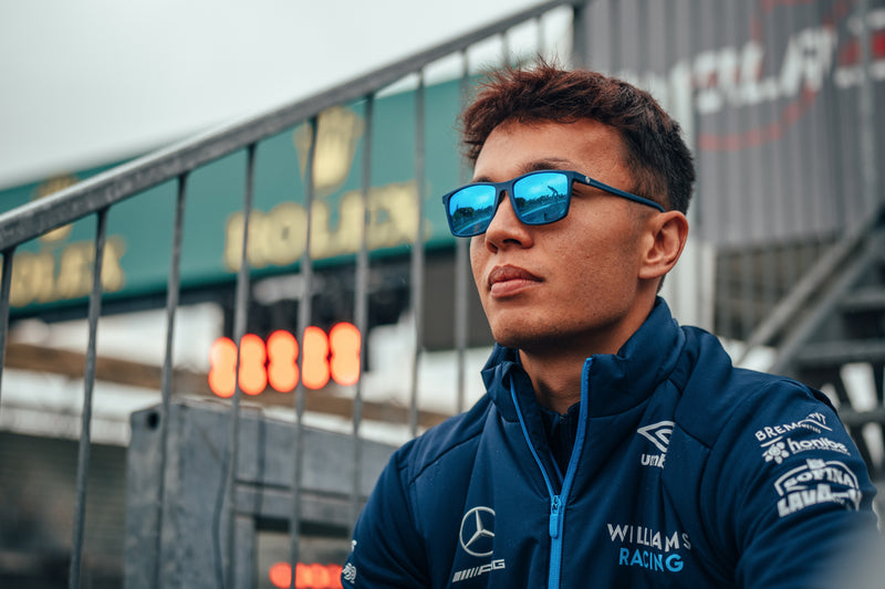 F1 Driver Alex Albon wearing Blue Sunglasses 