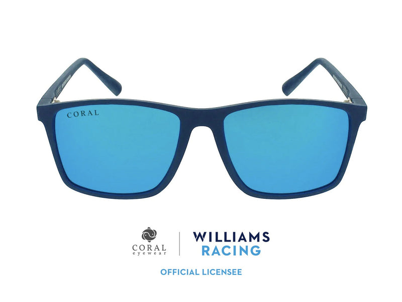 Blue F1 Sunglasses with Coral Eyewear and Williams Racing logo 
